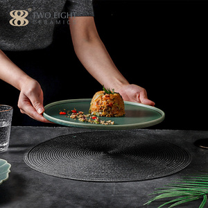 <span class=keywords><strong>Set</strong></span> di <span class=keywords><strong>Piatti</strong></span> in Ceramica Verde Rotonda Smaltata di Dubai, Stoviglie per Ristorante, Servizio di Porcellana - Product Image 5