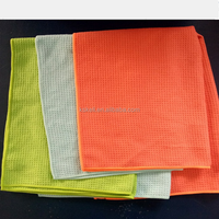 Chiffon de séchage en microfibre gris de qualité supérieure, absorbant, antimicrobien, 400 g/m², à structure gaufrée
