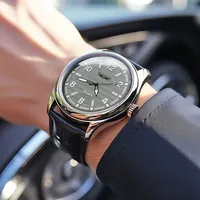 Montre de luxe pour homme à quartz, boîtier en alliage, épaisseur 10 mm, résistante à l'eau, bracelet en cuir, cadran analogique, montre tendance 2026 BB07