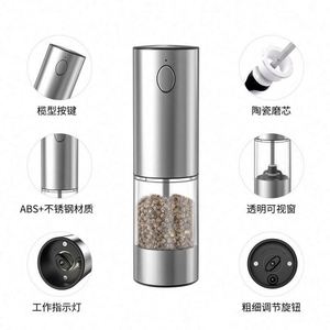 Electric Stainless Steel Salt & Pepper Grinder Set with Rechargeable Base LED Light Adjustable Coarseness Eco-Friendly - Product Image 4