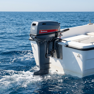 Moteur télécommandé 15 CV 2T pour bateau de pêche avec poignée de commande et câbles inclus - Product Image 1