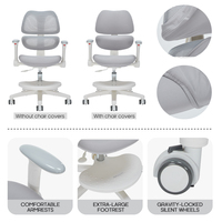 Chaise ergonomique en maille pour enfants avec dossier adaptatif à double aile et roulettes à verrouillage par gravité pour coin d'apprentissage et bureau à domicile