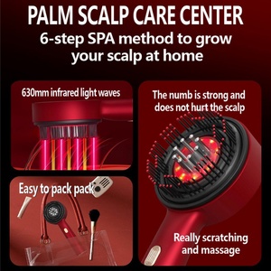 Red Blue Vibration Head Massage Brush EMS Scalp Anti-Hair Loss Electric Hair Growth <b>Comb</b> Oil Applicator - Product Image 2