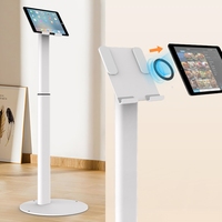 Support de sol en métal debout libre réglable en hauteur commerciale pour iPad Air Flexible inclinaison pivotant conception magnétique tablette PC supports
