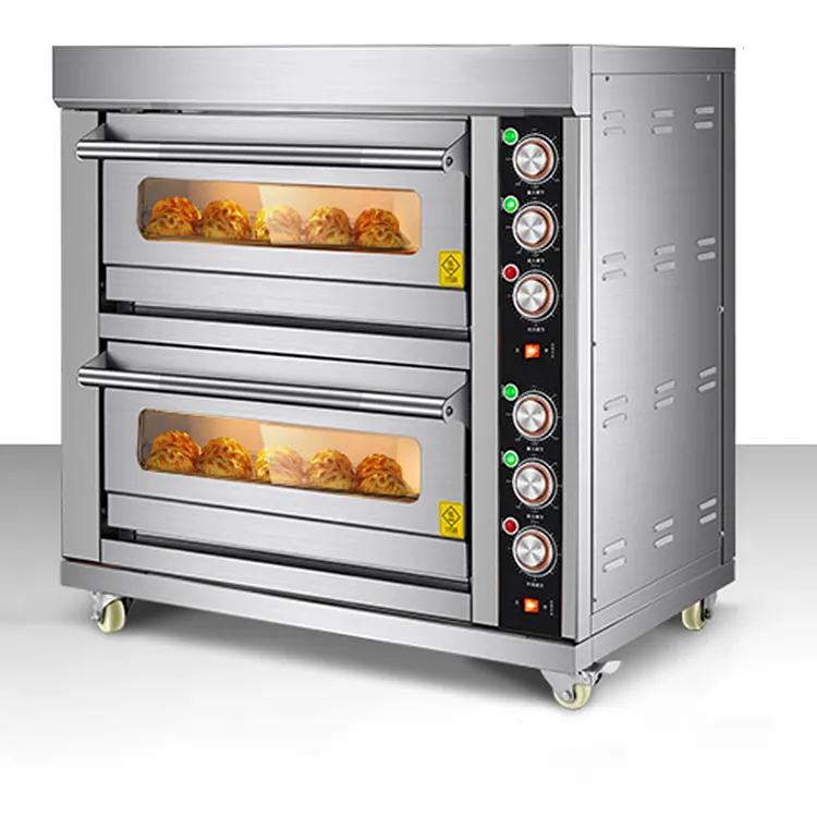 Pane/torta forno commerciale in acciaio inox 2 piani 2 strati fornito forno da forno 64 attrezzature per l'industria alimentare SY 220v/50hz