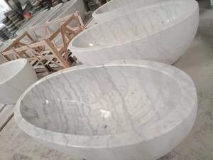 <span class=keywords><strong>Vasca</strong></span> da Bagno Ovale Autoportante in Marmo Bianco - Product Image 3