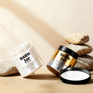 Pots cosmétiques transparents en PS/PET de 50 ml, 80 ml, 100 ml, 120 ml, 150 ml, 200 ml, 250 ml, 500 ml, 8 oz, pour crème et gommage corporel, avec couvercles noirs - Product Image 2