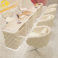Ensemble table et chaise de manucure écologique avec texture marbre, collecteur de poussière et options de couleur personnalisées