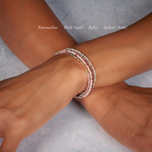 맞춤 우아한 크리스탈 구슬 팔찌 맞춤 핑크 오팔 구슬 팔찌 보석 보석 보석 선물 - Product Image 5