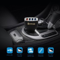 Pengisi Daya Mobil Cepat QC3.0 12C 24V 32V 66W Empat Port USB Pengisian Multi-Perangkat OVP untuk iPhone Termasuk Tas Bersertifikasi CE Rohs FCC