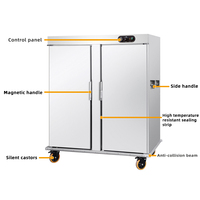 Armoire chauffante multifonctionnelle commerciale en acier inoxydable 200L, chariot de banquet électrique mobile pour hôtel, chauffe-plats intégré