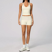 Nouvelle tendance, couleurs mélangées, haut et short de sport à pois, vêtements de sport pour femme, ensemble 2 pièces réglable pour femme