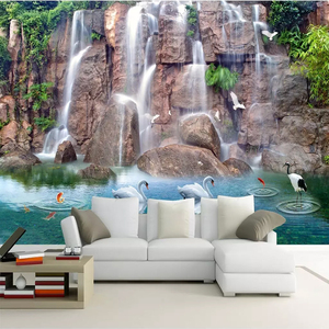 <span class=keywords><strong>Mural</strong></span> Personalizado 3D con Paisaje de Cascada y <span class=keywords><strong>Lago</strong></span> de Cisnes, <span class=keywords><strong>Mural</strong></span> para Sala de Estar, Dormitorio, Sofá, Fondo de TV, Foto, Papel Tapiz 3D, Papel de Parede - Product Image 2