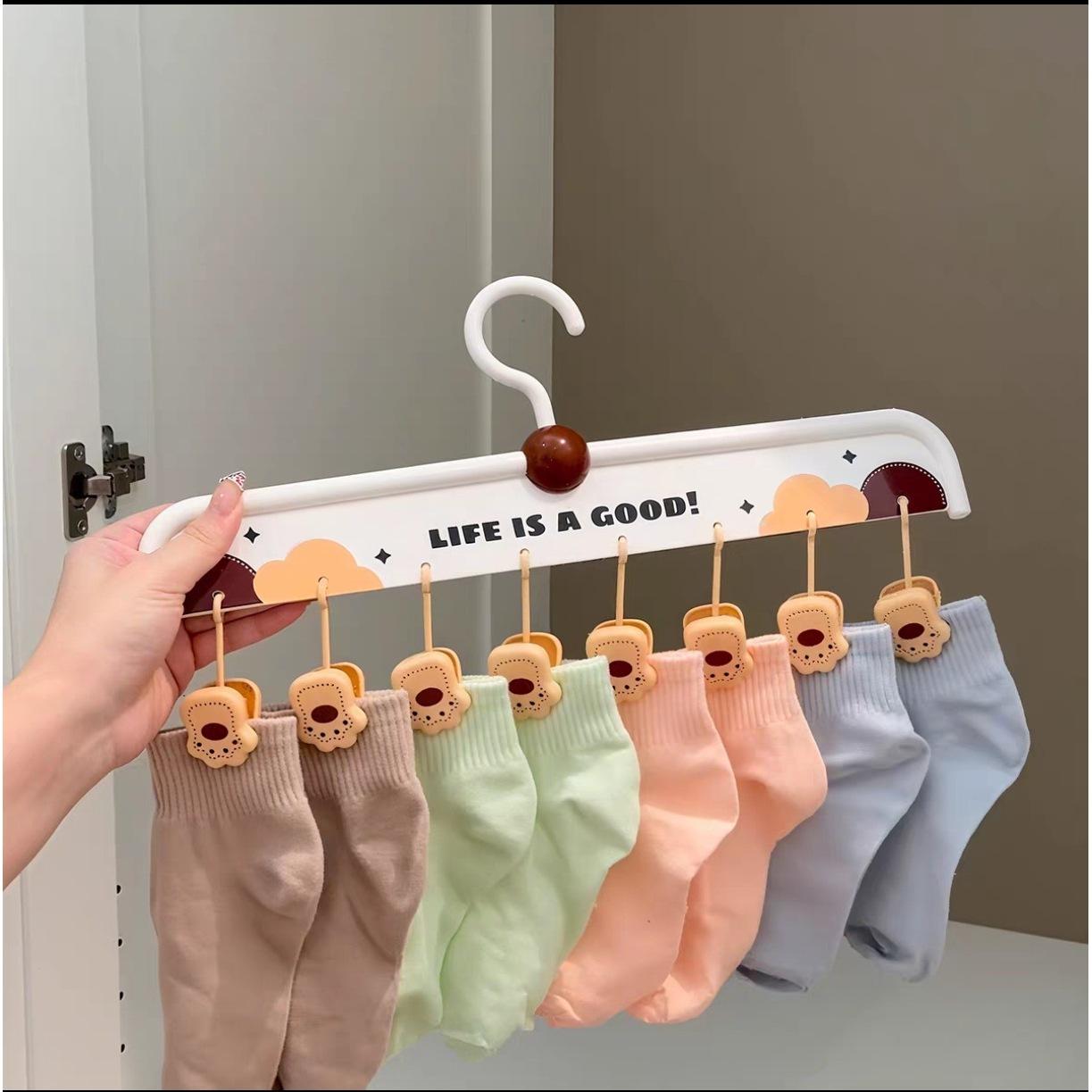 คลิปหนีบถุงเท้าลายอุ้งเท้าแมว [สีขาว/สีน้ำตาล 8 คลิป]