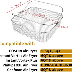 Cesta Cuadrada Duradera de Repuesto para Freidora de Aire <span class=keywords><strong>COSORI</strong></span> 5.8QT y 6QT, Accesorios de Cocina - Product Image 2