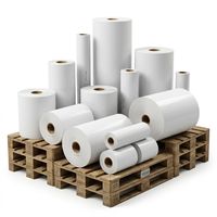 Papier couché semi-brillant sur mesure Antac, matériau auto-adhésif en rouleau jumbo pour l'impression d'étiquettes de codes-barres, prix d'usine