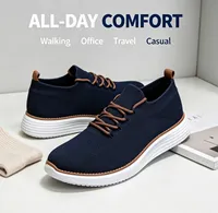 Chaussures de marche pour hommes, style business, à enfiler, en mesh, semelle intermédiaire EVA, couleur unie, confortables, légères, polyvalentes, pour l'extérieur, 3 saisons