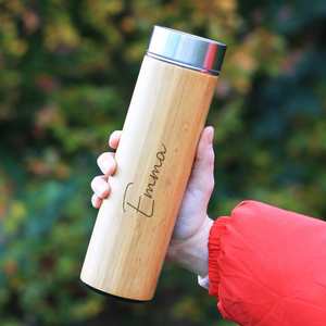 Bamboo <b>Insulated</b> Eco-Friendly Vacuum <b>Flask</b> Custom Engraved Travel Tumbler 6-12 Hours Thermal Insulation American Style Daily Use - Product Image 1