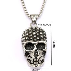 Yunnique – collier avec pendentif tête de mort en acier inoxydable, design géométrique, unisexe, bijoux punk pour Halloween - Product Image 5