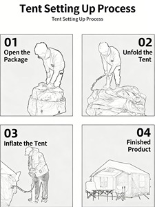 JTS-0216 7.5 ㎡   Tente de camping gonflable classique, tente pneumatique imperméable 420D Oxford 5000 mm avec sol en bâche PVC 500G - Product Image 5
