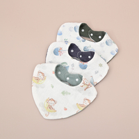 Bavoir triangulaire pour bébé en tissu crêpe 6 couches, style AB, pur coton, pour manger, baver et faire ses dents