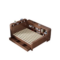 Lit simple en bois massif pour enfants, lit de rangement pour petit appartement, lit bibliothèque pour garçons et filles étudiants