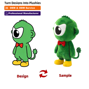 Service professionnel 24h/24 et 7j/7, jouets en peluche écologiques en coton PP personnalisés, créature verte à un œil pour enfants - Product Image 1