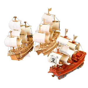 Puzzle de bateau en bois <span class=keywords><strong>3d</strong></span> modèle de Puzzle en bois Puzzle éducatif artisanat voilier en bois jouet modèle navires pour l'assemblage - Product Image 1