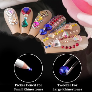 Strass en verre OLeeya Nailart, formes multiples, fuchsia intense, en forme de goutte, à dos plat, pour la décoration des ongles et du maquillage - Product Image 6