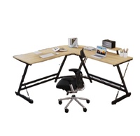 Table d'ordinateur de bureau longue en forme de L de style moderne, simple, marron, blanc, noir, table de jeu d'angle pour la maison