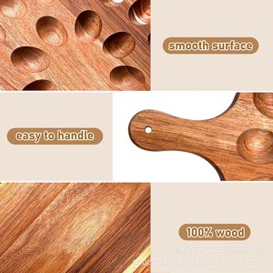 Bandeja redonda de madera para huevos, de madera de acacia, reutilizable, para postres de Pascua, vajilla para fiestas - Product Image 3
