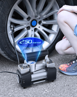 Pompe à pneu de voiture 12v Portable Double cylindre compresseur d'air pompe à pneu électrique Mini pompe à Air de voiture