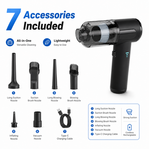 OEM ODM 15KPa Brushless Cordless Handheld Vacuum Cleaner 65W Rechargeable 2 in 1 <b>Car</b> Vacuum Air Duster <b>Blower</b> with 7 Accessories - Product Image 6