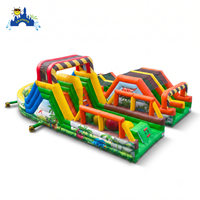 Parcours d'obstacles gonflable dinosaure Lilytoys avec deux toboggans, sauteur en PVC certifié CE pour enfants