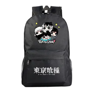 Male waterproofboy anime casual back pack big weekend black daily durable student backpack