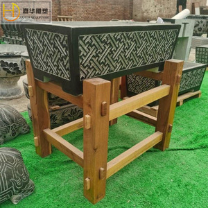 Bac à fleurs sculpté en pierre Jiahua, bassin d'eau de jardin extérieur, style chinois, bac en pierre durable - Product Image 3