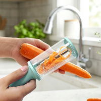 Trendy anti-spat fruit- en vis-schilmes, multifunctionele keukenhulp van plastic met opvangbak voor schilresten.