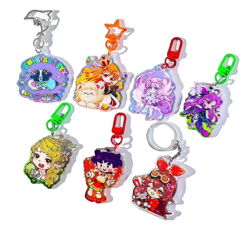 Tùy chỉnh số lượng lớn khuyến mại nhựa acrylic rõ ràng long lanh Epoxy Anime quyến rũ Keychain