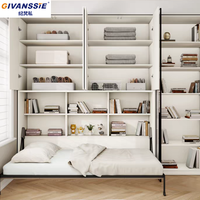 Lit escamotable multifonctionnel intégré dans une armoire pour chambre d'étudiant ou de visiteur, design mural dissimulé, gain de place, ignifuge, imperméable, lit moderne