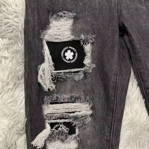 DENIMGUYS, pantalones vaqueros rasgados de talla grande para hombre, parche personalizado, estilo callejero Hip Hop, pantalones vaqueros desgastados holgados Vintage para hombre - Product Image 3