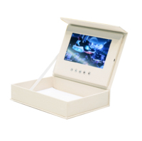 Caja de Anillos de 7.0 Pulgadas en Oferta, Material PU, Pantalla LCD Negra, Caja de Anillos con Video para Boda