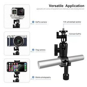 Superventas OEM Logo Bike Car Motocicleta Aleación de aluminio + ABS Estabilizador de bloqueo giratorio Soporte de teléfono móvil de altura ajustable - Product Image 4