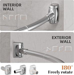 Tringle <span class=keywords><strong>de</strong></span> douche courbée Minglang, réglable et antirouille, pour salle <span class=keywords><strong>de</strong></span> bain (nouvelle version, nécessite perçage) - Product Image 6