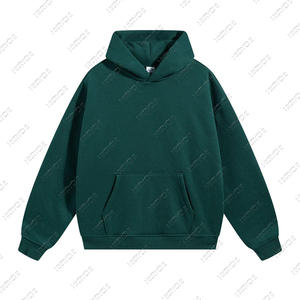 En blanco 100% algodón invierno impreso bordado a prueba de viento impermeable de gran tamaño pulóver Sudadera con capucha bolsillo peso pesado gota hombro - Product Image 4