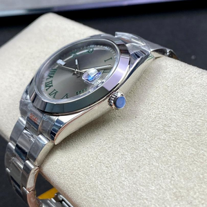 Montres mécaniques automatiques en acier inoxydable, 41 mm, avec lunette en métal doré poli, cadran gris ardoise, date, étanches à 100 m - Product Image 4