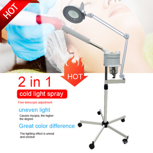 Promotion à durée limitée 2 en 1 salon de beauté spécial ozone ion pulvérisation machine à vapeur lumière froide lampe miroir grossissant - Product Image 3