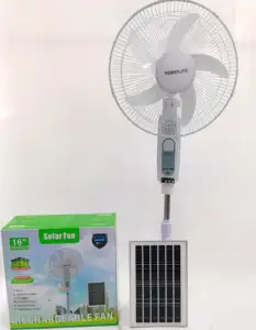 Factory 16 Inch Dc Ac Pedestal Solar Remote-Control Fan with LED Light MP3 FM Radio Bluetooth TF Card Home Outdoor