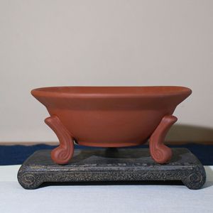 Purple <b>Clay</b> Bonsai <b>Pot</b> Handmade Three Legged Yixing Style Chinese Antique Desktop Planter - Product Image 2