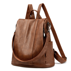 Mochila feminina elegante estilo coreano, couro real, design antifurto, grande capacidade, moda, viagem, bolsa escolar - Product Image 3