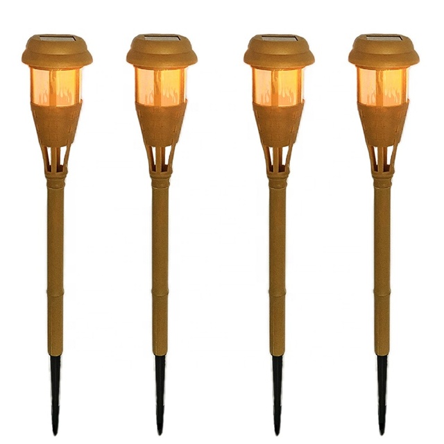 Bamboo Torch Flame Plastic Garden Lawn Lamp Landscape Outdoor Waterproof Solar Garden Lamp Light